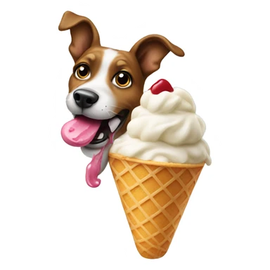 dog licking ice cream  sticker