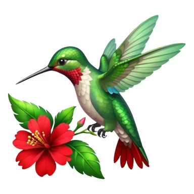 hummingbird drinking nectar from flower sticker