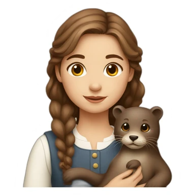 a brown haired danish girl and her otter sticker