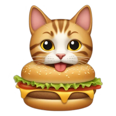 cat eating a hamburger sticker