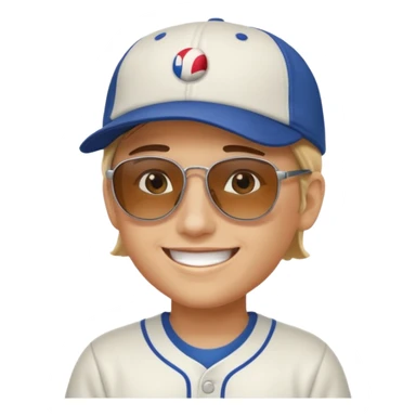 smiling face with sunglasses wearing a baseball cap, cap backwards sticker