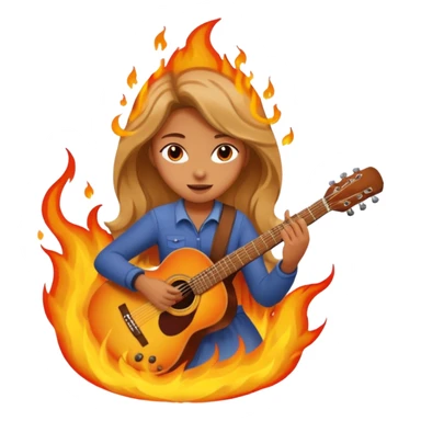 Girl playing with guitar on fire sticker