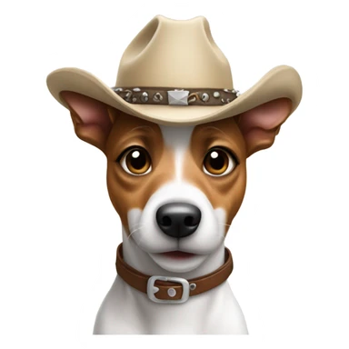 Jack Russel wearing a cow boy hat sticker
