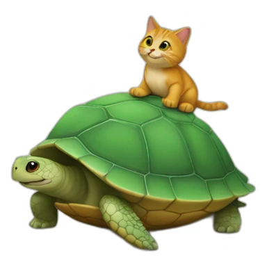 Un chat sur une tortue sticker