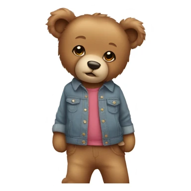 A cute teddy bear wearing clothes and hugging  sticker