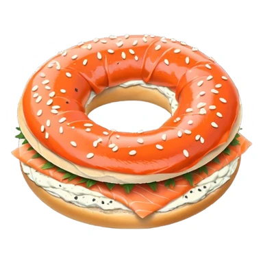 poppy bagel with salmon lox and cream cheese sticker