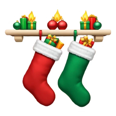 Christmas stockings on fireplace sticker