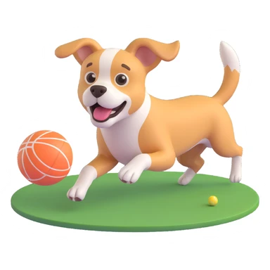dog chasing ball in forrest, close up pose sticker