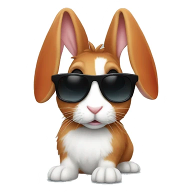 Rabbit with red hair and sunglasses  sticker