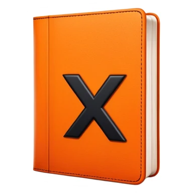 A bright orange book with a black, bold X with a slightly rough, edgy texture, exuding idgaf energy and pure, unapologetic confidence..orange halo aura.. unstoppable sticker