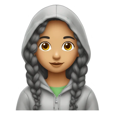 Niña pelo largo castaño con sudadera gris sticker