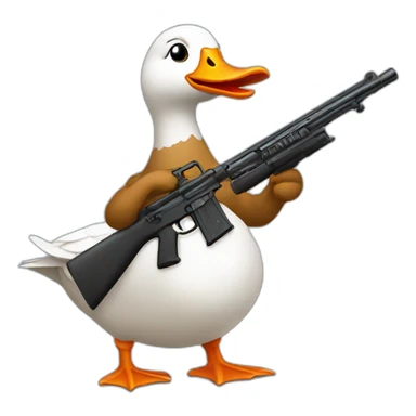 goose holding a gun sticker