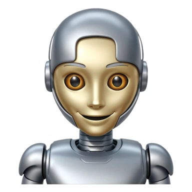 smiling humanoid robot sticker