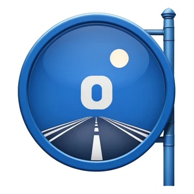 night street with blue round sign sticker