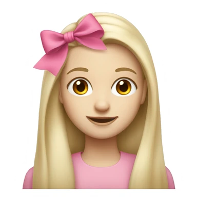 pale blonde girl with long straight hair with a pink bow in her hair sticker