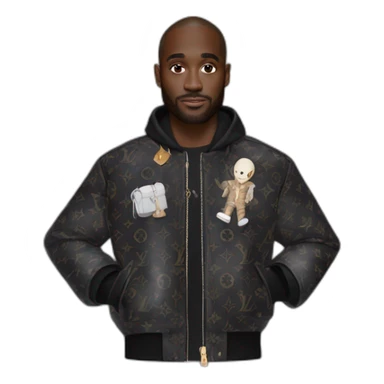 Virgil Abloh with louis Vuitton jacket sticker