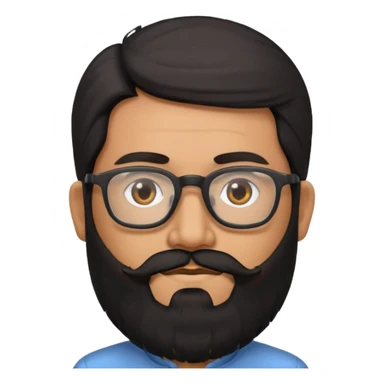 Indian software developer with beards and specs, with few white hairs in mostly black beard and hair sticker