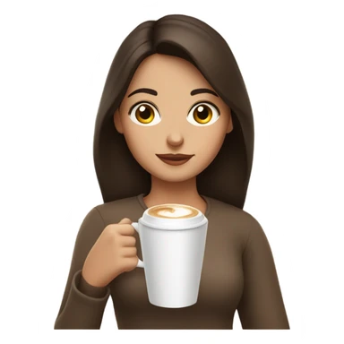 brunette girl with hazel eyes drinking latte sticker