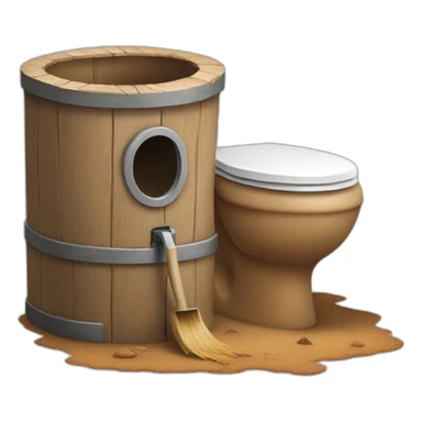 Pair of shorts digging a hole with a wooden toilet sticker