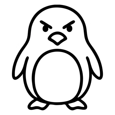angry penguin outlined icon with no fill sticker