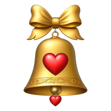 heart on gold Christmas bell sticker