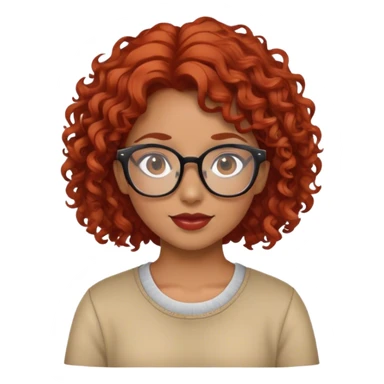 a girl with glasses, tan skin and curly red hair sticker