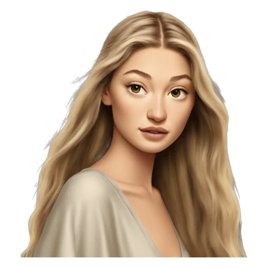 gigi hadid long hair no makeup wearing long dress sticker