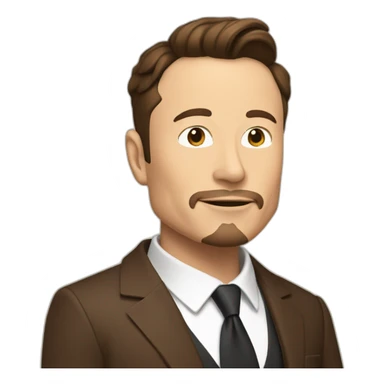 elon musk with anchor beard in a brown suit sticker