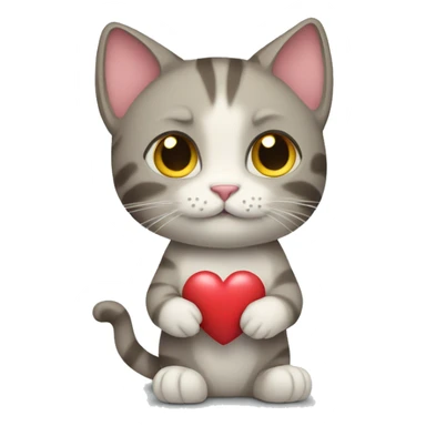 Cat holding a heart sticker