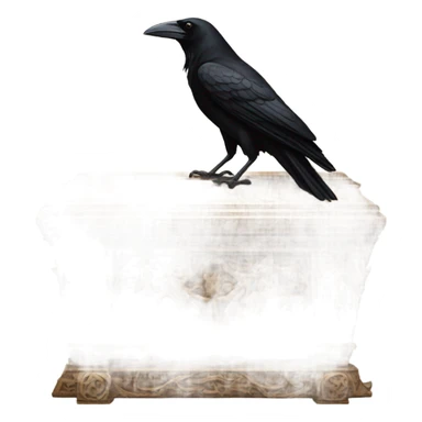 crow sitting on a coffin sticker