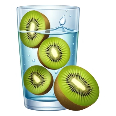 glass of water with kiwi slices sticker
