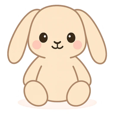 beige Jellycat Bashful Bunny plush toy, soft and fluffy, floppy ears, sweet expression sticker