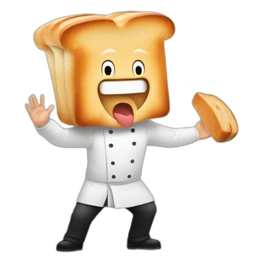 Gordon Ramsay shouting while hole to 1 piece of bread in each hand in front of him sticker