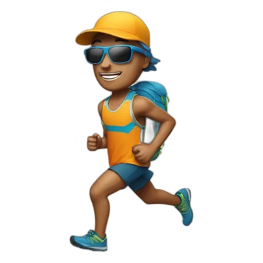 a trail runner wearing a cap and a pair of sunglasses sticker