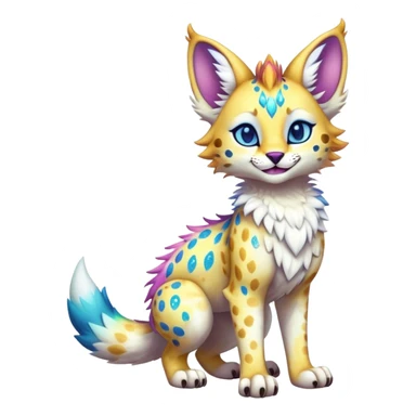 Cute Kawaii Epic Ethereal Sparkly Colorful Sergal-Serval-Vernid full body sticker