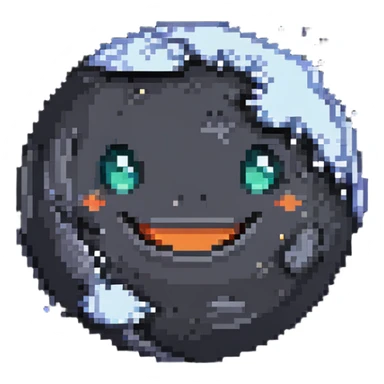 smoky volcanic planet with wispy clouds and a cute smiling face sticker