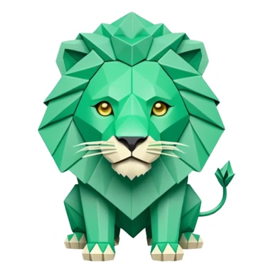 origami lion in color green mint rgb(168, 251, 211) sticker