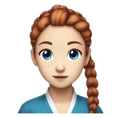 Japanese anime-inspired young girl with red brown hair tied in a ponytail and mesmerizing blue eyes sticker