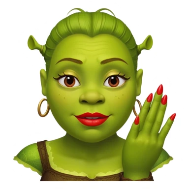 Shrek with long nail and eyelashes and lipstick sticker