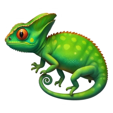 please create an animated color changing emoji that can be used as favicon . the default colour must be green and then its colour must change. the chemeleon should look to the left side. The chemeleon should look happy sticker