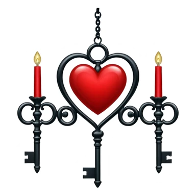 red heart with a gothic key, velvet ribbon, and chandelier, dark romance sticker