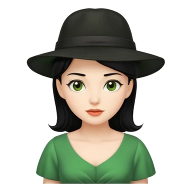 green dress black hair black hat sticker