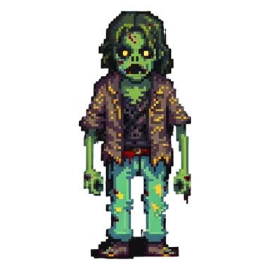 zombie with decaying skin and tattered clothes sticker