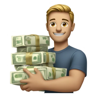 Happy Man with lots of money sticker