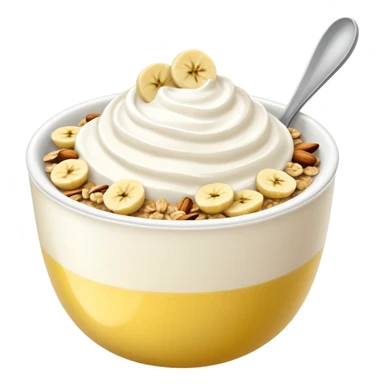 Crüsli-müsli, nøtter, bær, bananskiver, med Kefir-Biola-yoghurt i skål  sticker