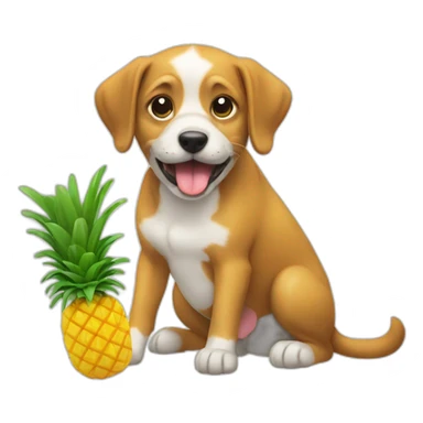 dog eating pineapple sticker