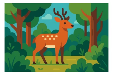 Flat design style deer in the forest sticker