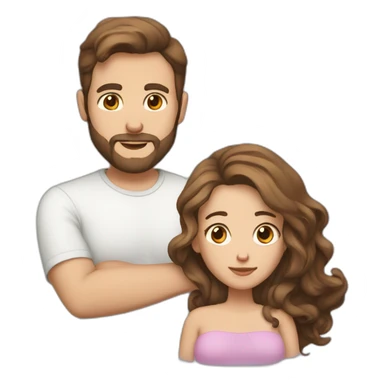 pregnant lady brown hair with guy trimmed beard sticker