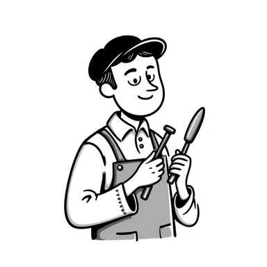 Highly detailed sketch of Victorian era English worker with rugged face, detailed period clothing with fine stitching, realistic proportions, and authentic tools sticker