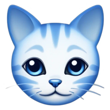 Blue simplistic sketch of a cute cat face sticker